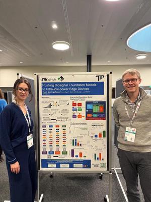 Presenting the biosignal FM edge-deployment poster at AMLD Intelligence Summit 2026 in Lausanne.